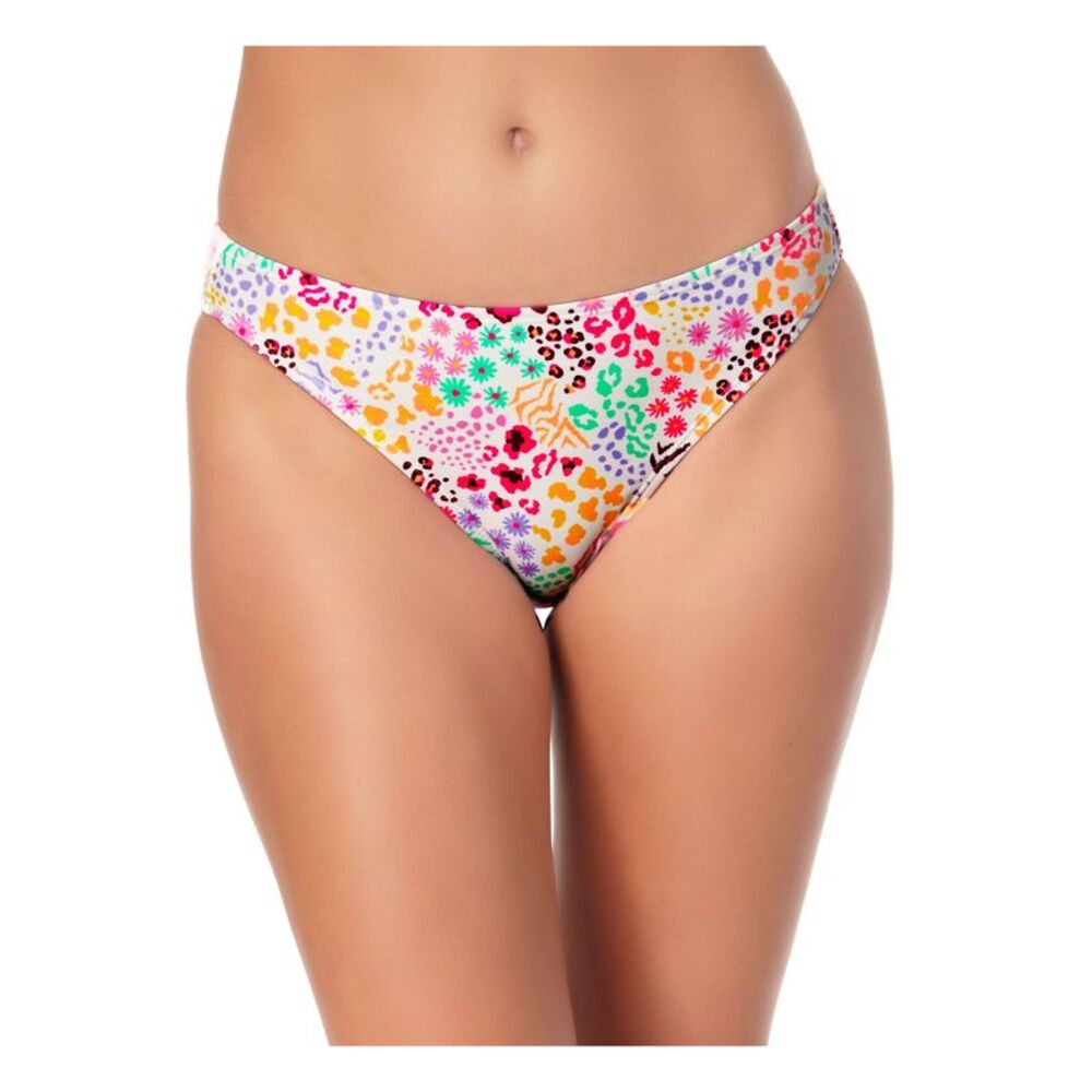 CALIFORNIA WAVES Women's White Stretch Hipster Swimsuit Bottom L